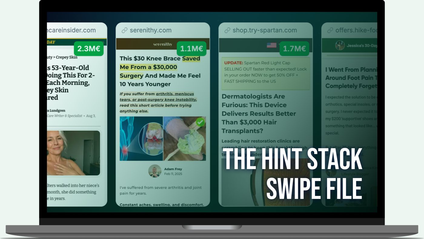 The Hint Stack Swipe File mockup