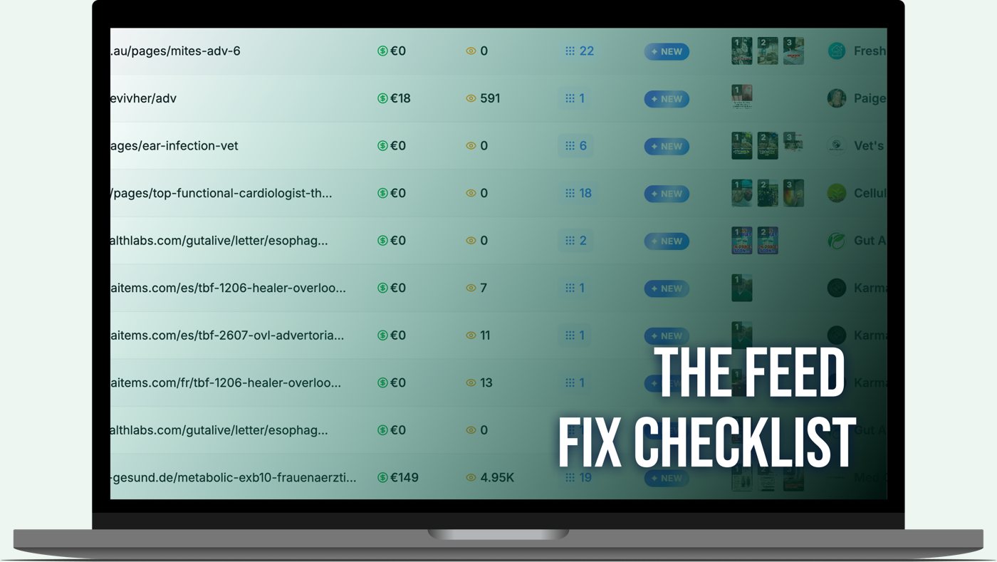 The Feed Fix Checklist mockup